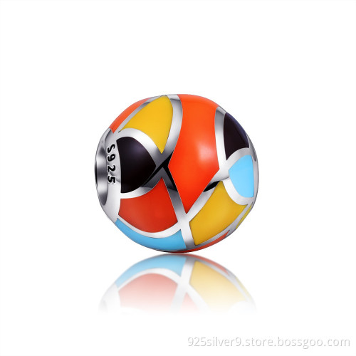 Handmade S925 Sterling Silver Diy Enemel Bead For Bangle
